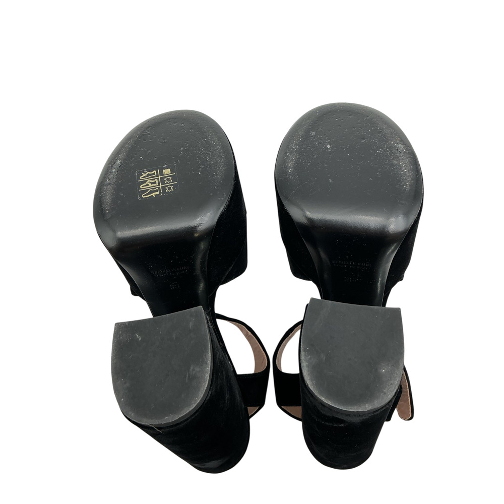 LoveShackFancy Velvet Black Platform Ankle Strap Sandals Size 8 - Picture 6 of 6